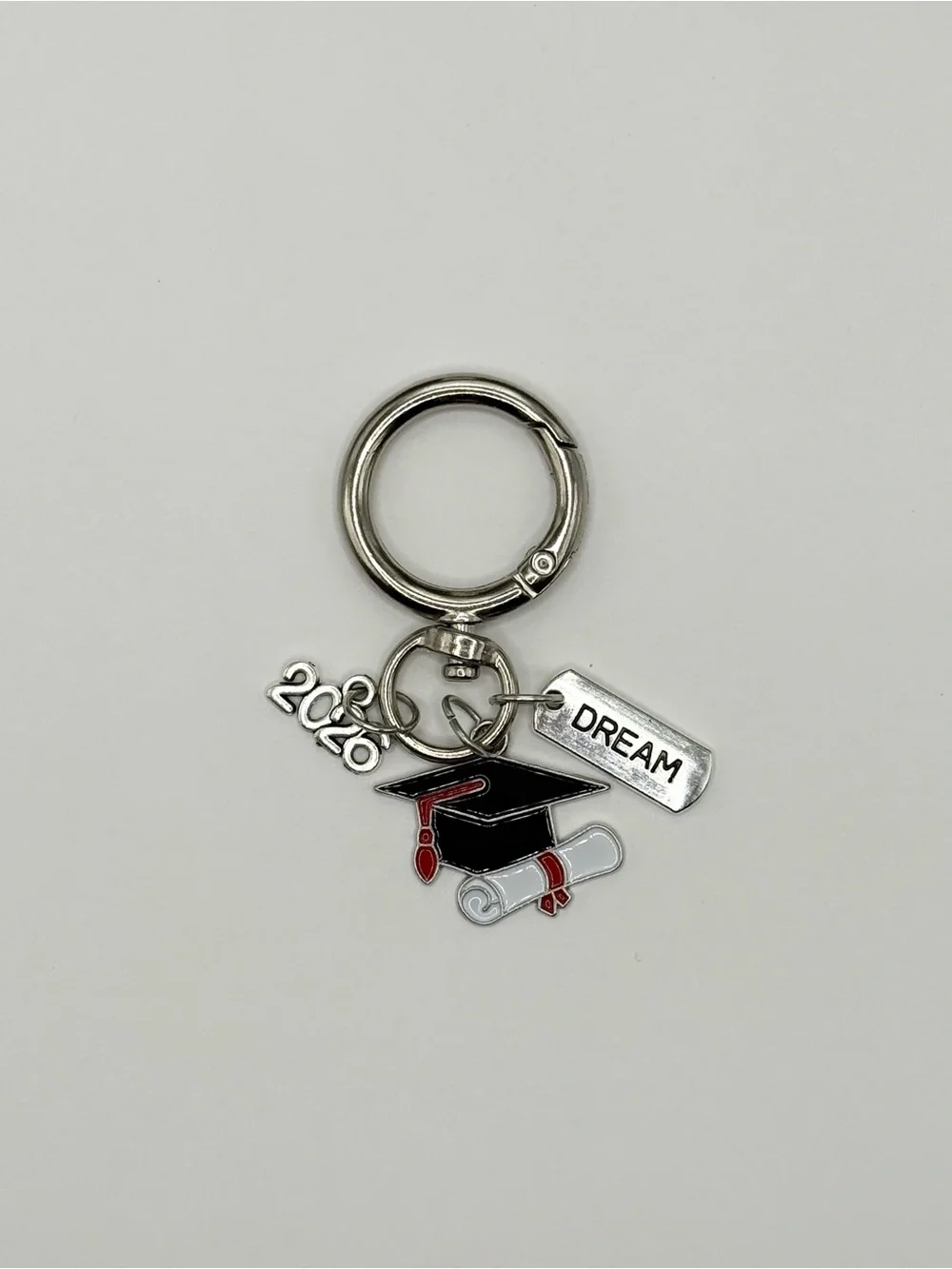 2026 Graduation Keychain Set with 'Enough' Tag - Silver Black Red